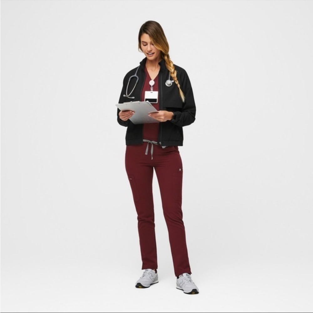 FIGS Yola Skinny Burgundy Scrub Pants Size Large